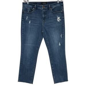 Talbots Flawless Five-Pocket Slim Straight High Waist Distressed 12